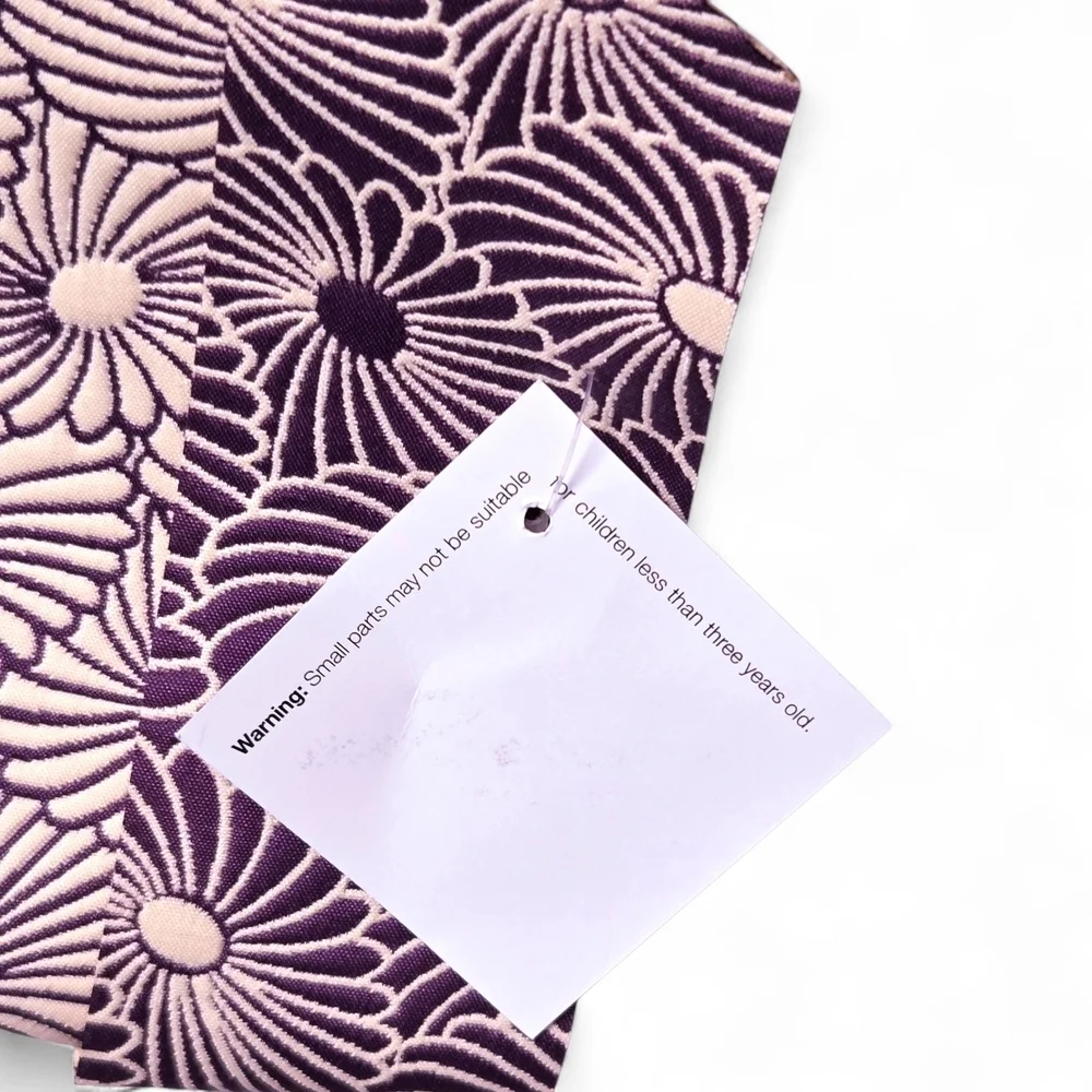 Purple and Cream Floral Hair Scarf / Neck Tie NEW With Tag